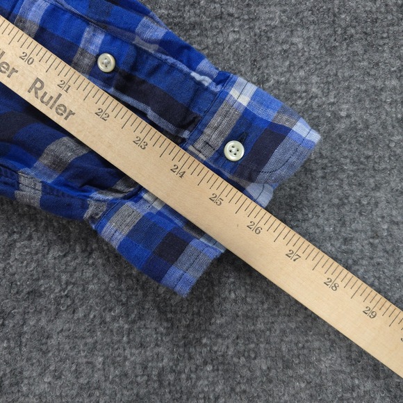 Ralph Lauren‎ Shirt Mens Extra Large Blue Plaid 100% Linen Pony Logo Dress Prep - Picture 12 of 12